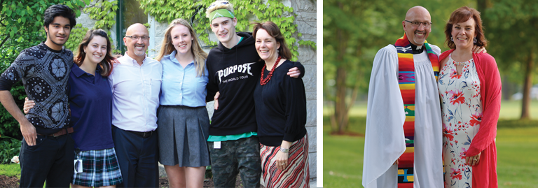 Reverend John Runza and Director of Spiritual Wellness and Diversity Lorraine Brown with Student Seniors-in-Charge of Chapel (L-R): Rudra Narine ’17, Ruby Byrne ’17, Carissa Hickson ’17, Jake Wahlberg ’17